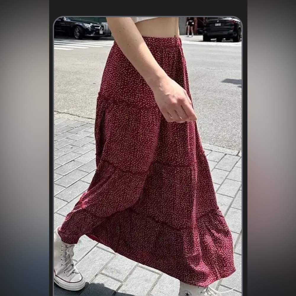 Brandy Melville Red Maxi Skirt